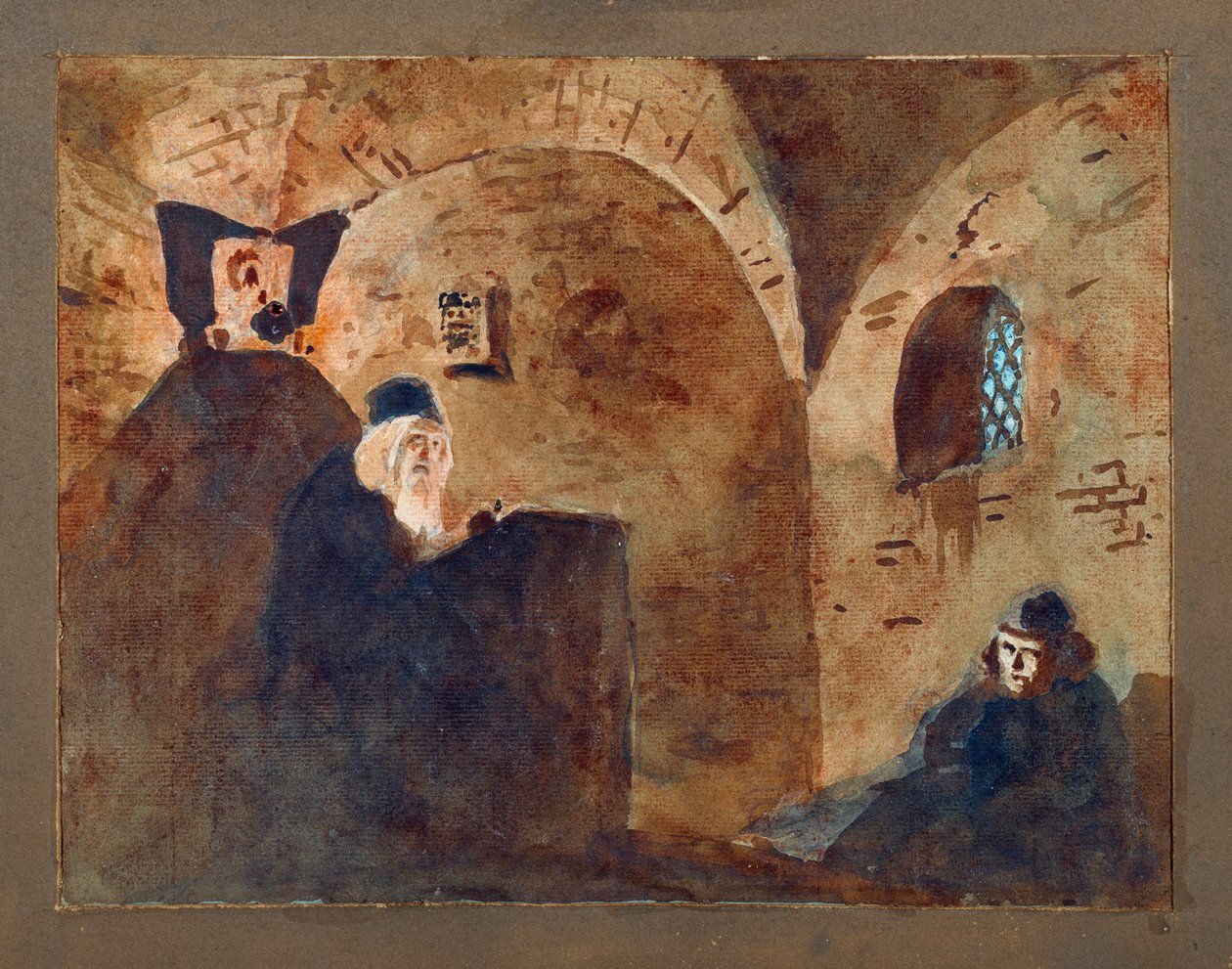 Förberedande dekor, välvt rum, för operan ""Boris Godounov"" av Modeste Mussorgsky (Mussorgsky) (1839-1881) - Scenografi för operan Boris Godunov av M Musorgsky - Verk av Vasili Dmitrievich Polenov (1844-1927), akvarell och gouache på kartong av Vasilij Dmitrievich Polenov
