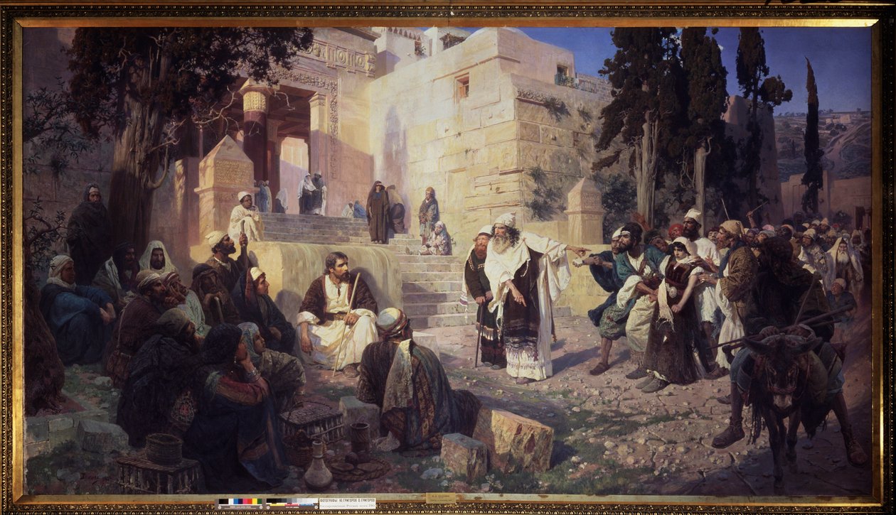 Le Christ et la femme adultere - Kristus och kvinnan tagen i äktenskapsbrott - Målning av Vasili Dmitrievich Polenov (1844-1927), olja på duk av Vasilij Dmitrievich Polenov