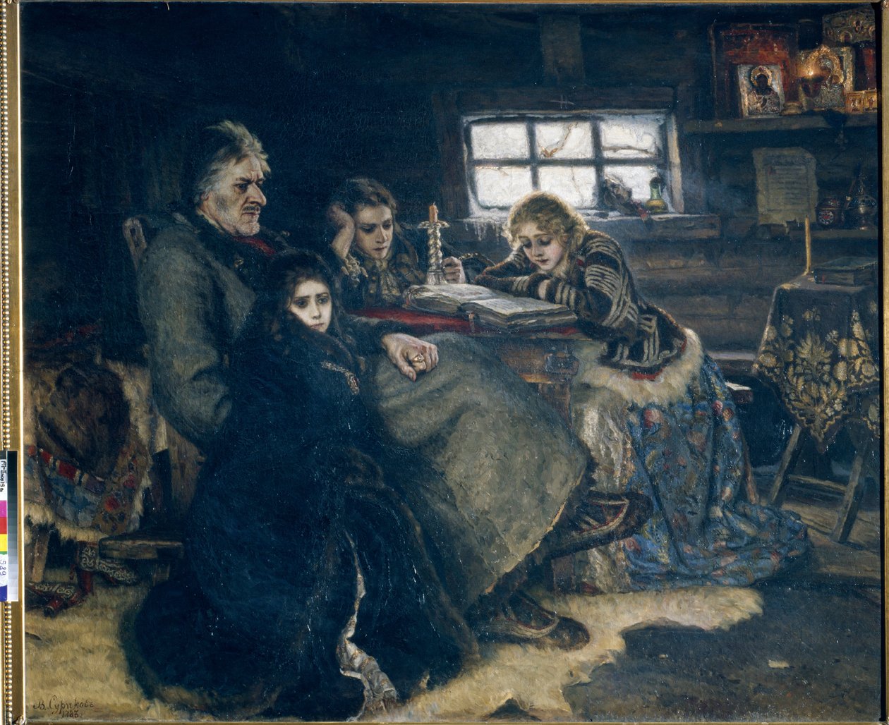 Alexandre Danilovic Menchikov och hans familj i exil av Vasilij Ivanovic Surikov
