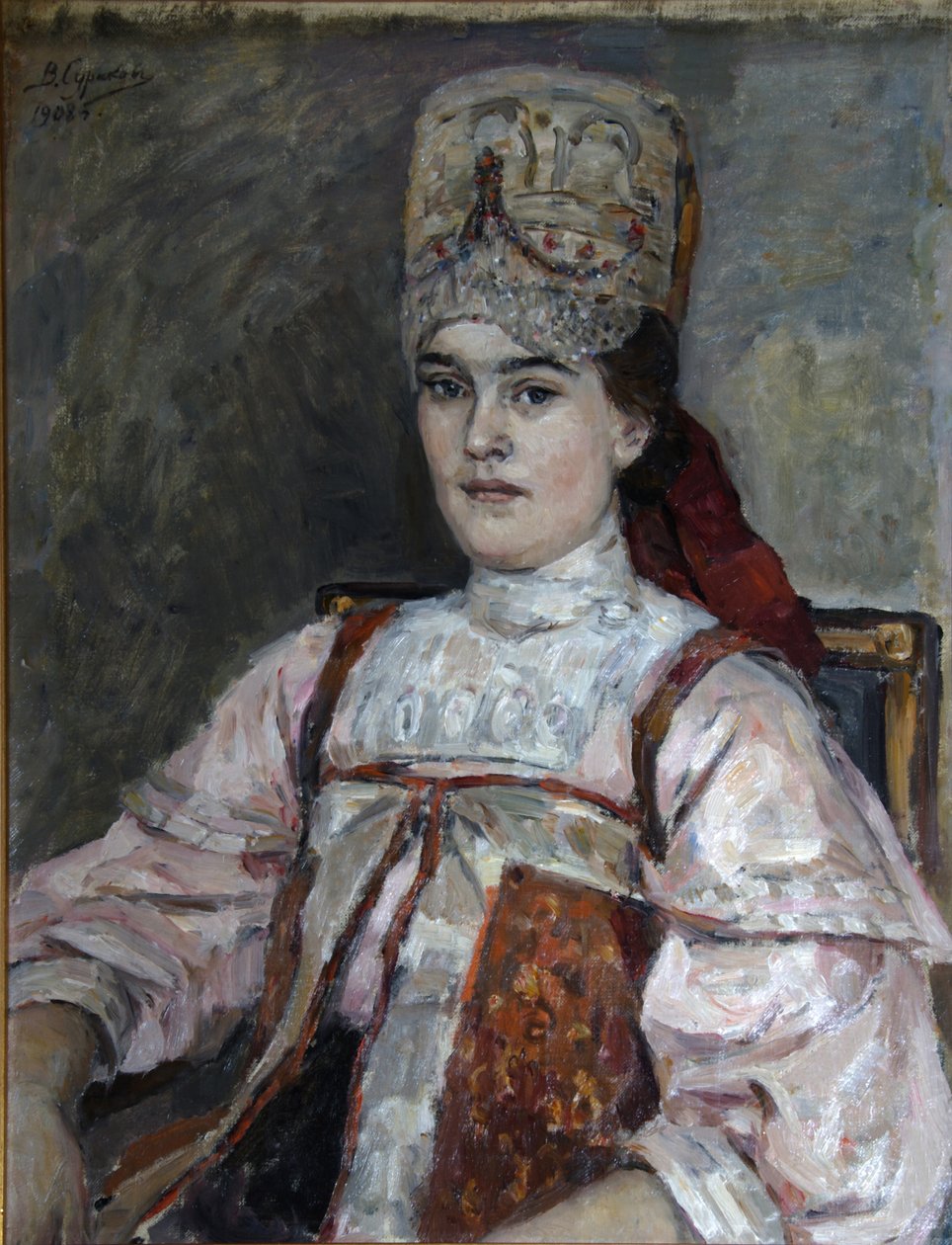 Porträtt av Natalia Fyodorovna Matveeva, 1908 av Vasilij Ivanovic Surikov