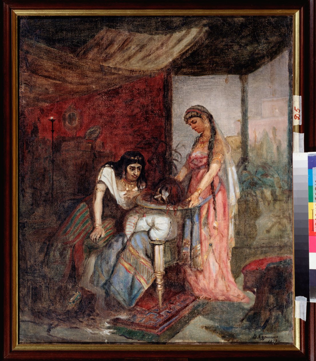 Salome (Den unga kvinnan tar med Johannes Döparens huvud till sin mor Herodiad på en bricka) - Målning av Vasilli Ivanovich Sourikov (Vasily Surikov eller Vassili Surikow) (1848-1916), olja på duk av Vasilij Ivanovic Surikov