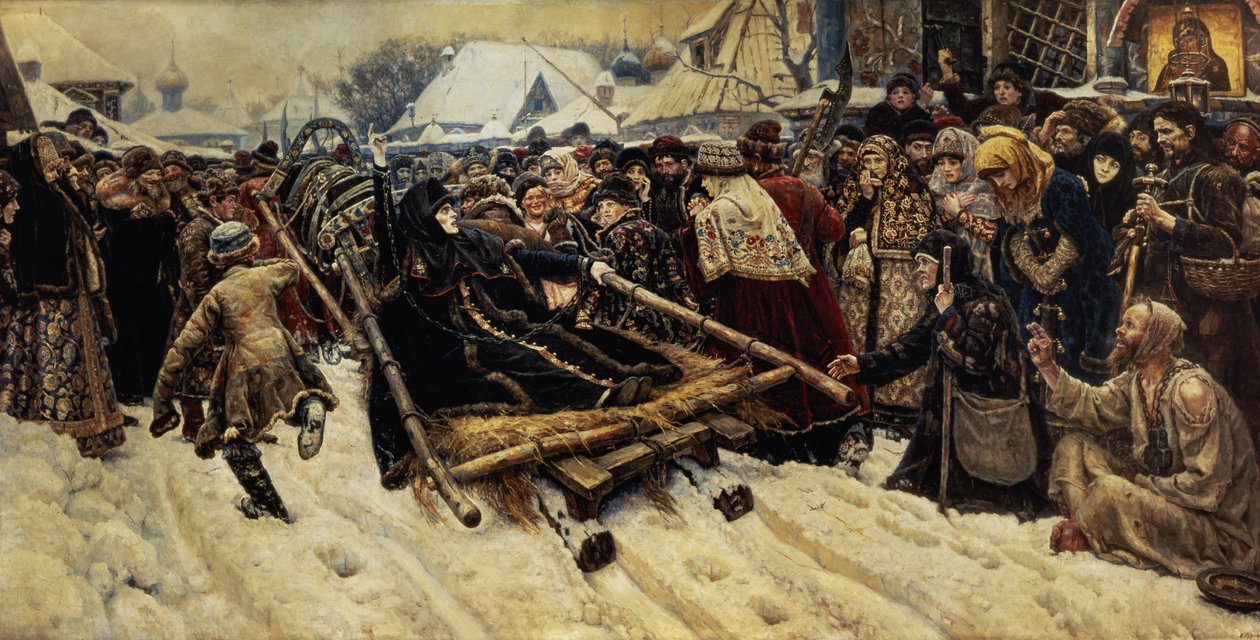 Utekelezaji wa Boyarina Pajaritar Morozova (d.1675) 1887 swed av Vasilij Ivanovic Surikov