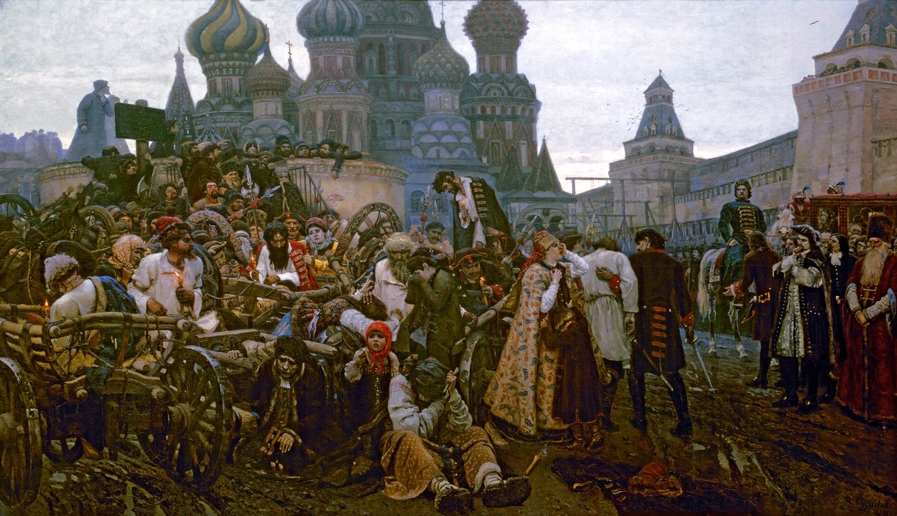 Morgonen för avrättningen av Streltsy 1698, 1881 av Vasilij Ivanovic Surikov