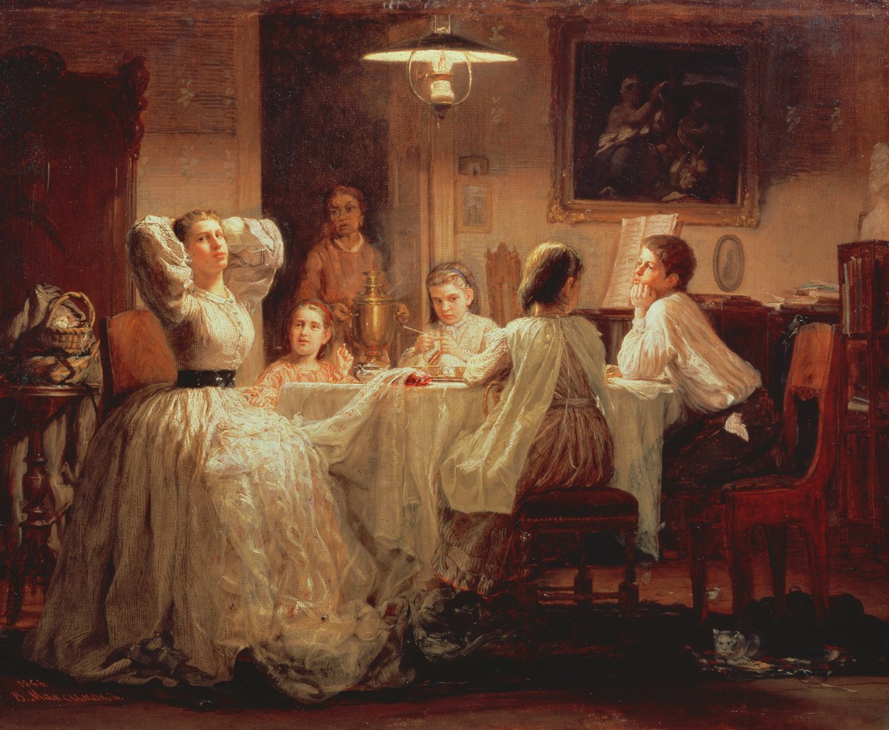 Sömnad av hemgiften, 1866 av Vasily Maximov