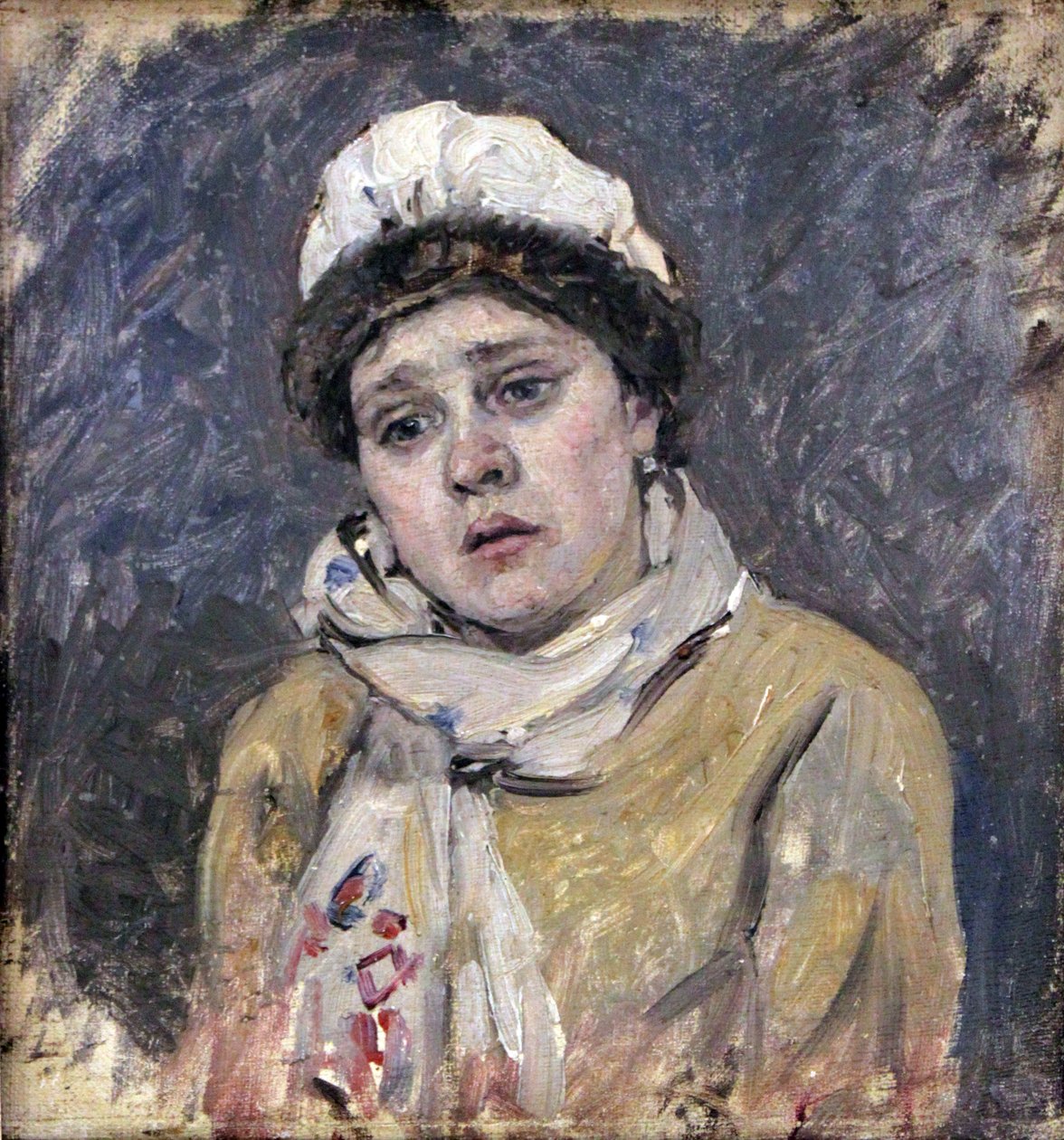  Wife of the bearded archer Etude for the picture morning of the execution of the Strelitz, 1881nDeutsch: Frau des bartigen Bogenschutzen Etude zum Bild Morgen der Hinrichtung der Strelitzen, 1881n:         , 1881n av Vasilij Ivanovic Surikov