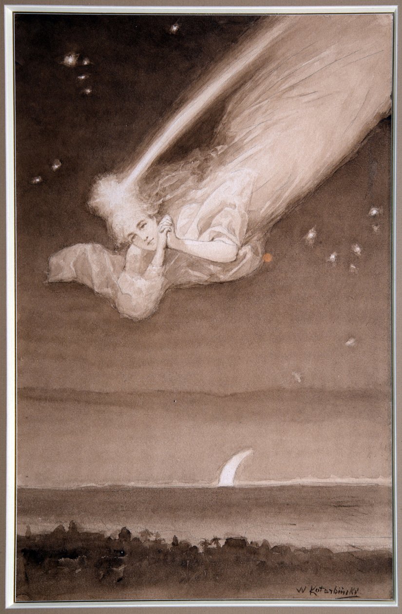 Etoile filante (fallande stjärna) - Aquarelle sur papier de Vassili (Vasili, Vasilii, Wilhelm) Alexandrovich Kotarbinsky (Kotarbinski, Kotarbinskii) (1849-1921), annees 1910 - Collection privee av Vasily Alexandrovich Kotarbinsky