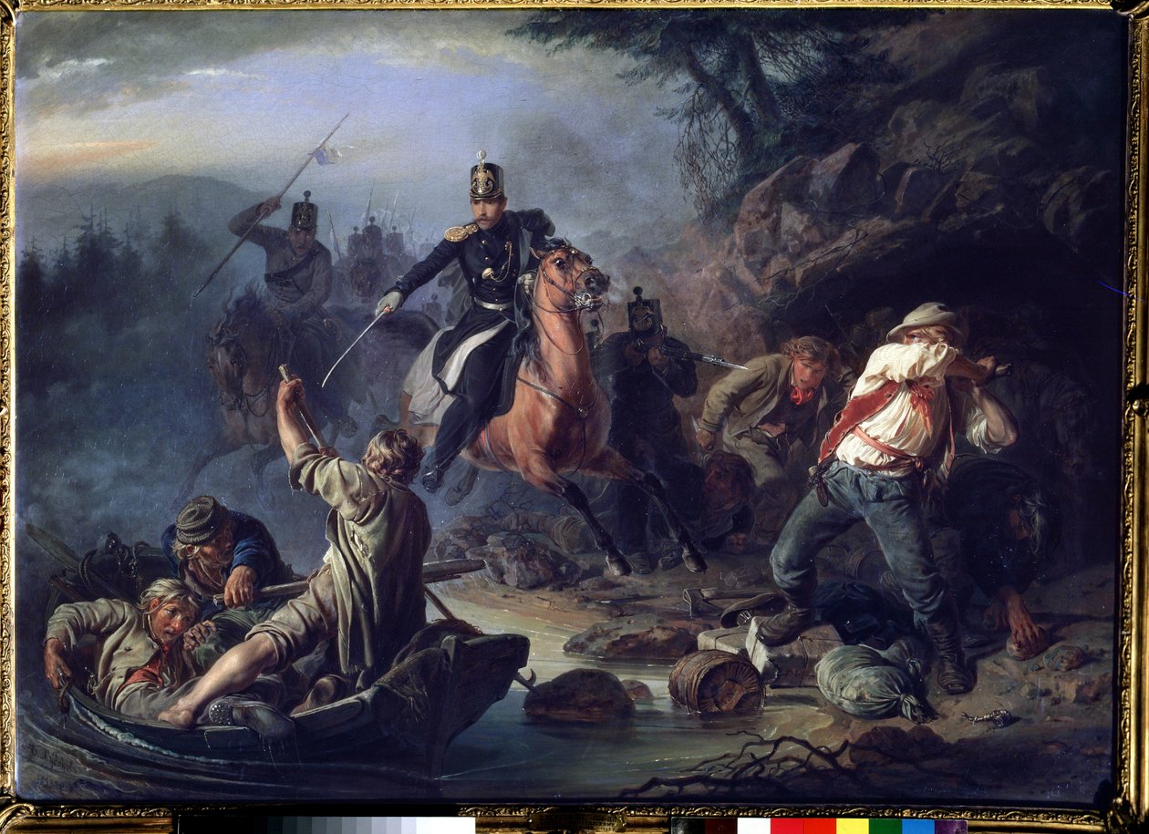En skärmytsling med smugglare från Finland, 1853 av Vasily Grigorievich Khudyakov