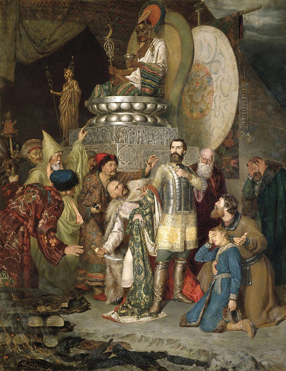 "Prins Mikael av Chernigov vid Batu Khans läger", 1246 1883. av Vasily Smirnov