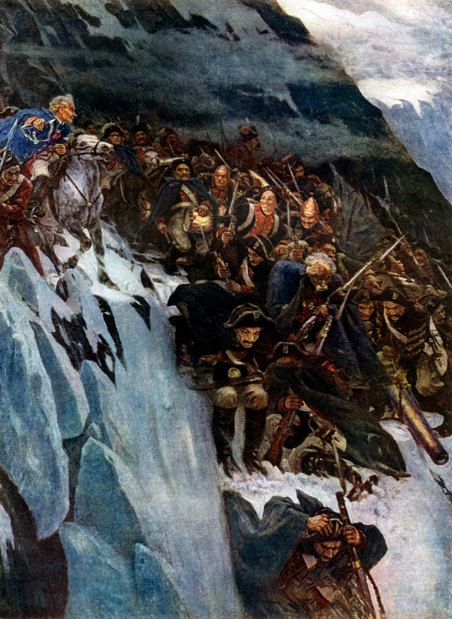 "Suvorovs marsch genom Alperna", 1799, 1899, 1939. av Vasily Surikov