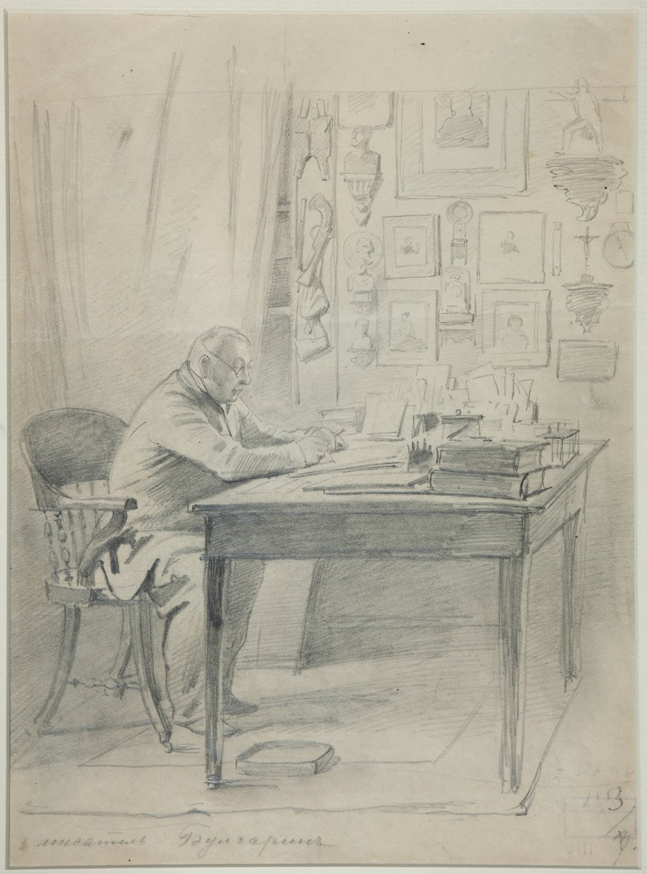 Porträtt av författaren Faddei Bulgarin 1789-1859, 1840-talet av Georg Wilhelm Timm