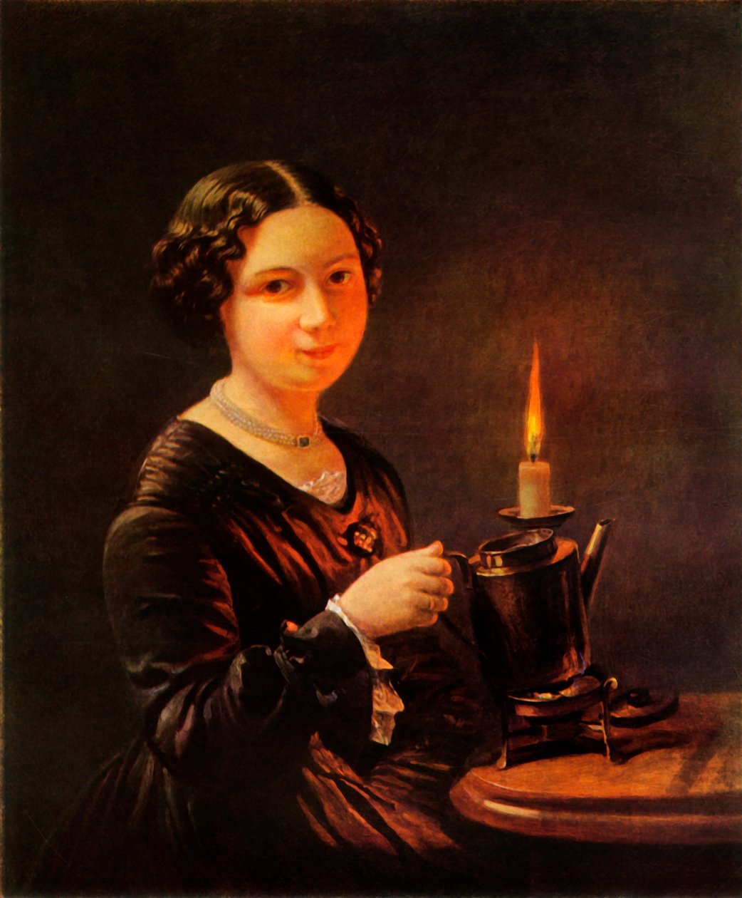 Flicka med ljus, 1840-talet, 1965. av Vasily Tropinin
