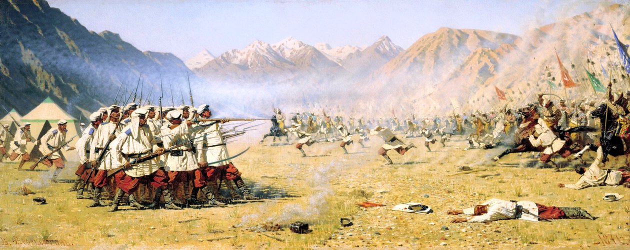 En plötslig attack, 1871 av Vasily Vereshchagin