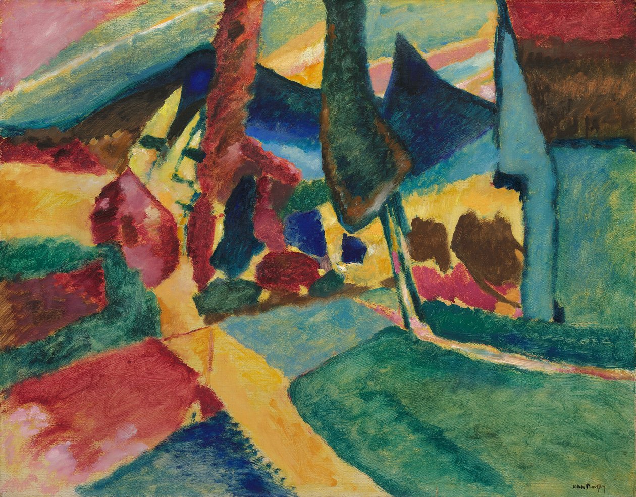 Landskap med två poppel, 1912. av Wassily Kandinsky