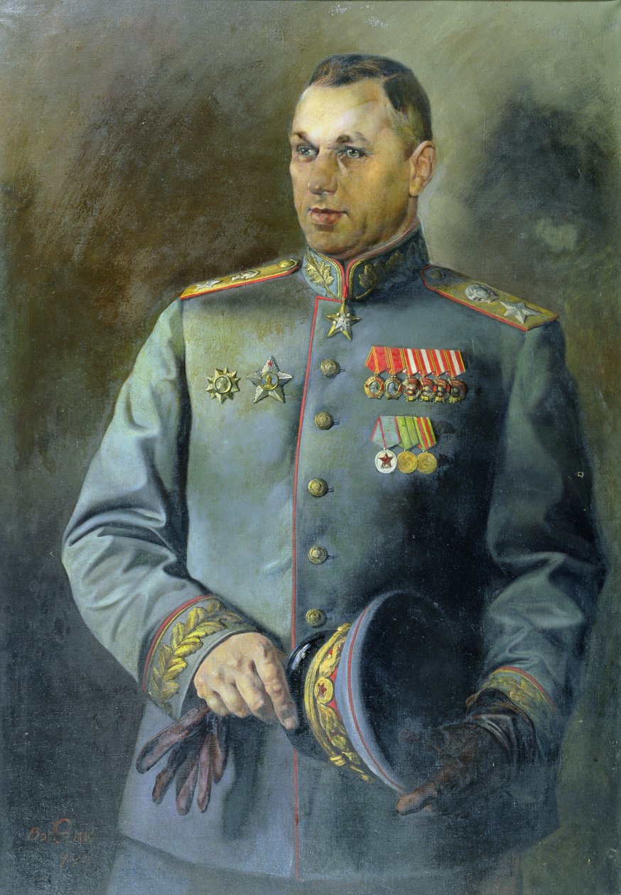 Porträtt av marskalken av Sovjetunionen och Polen, Konstantin Rokossovskij (1896-1968) av Vassily Nikolayevich Yakovlev