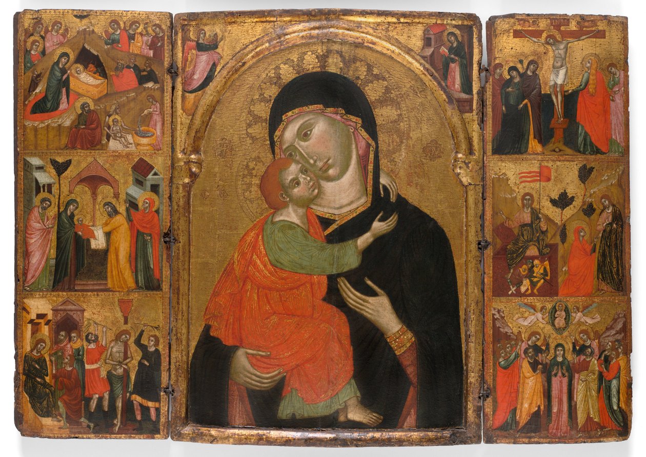 Triptyk av Jungfru Maria med barnet och scener ur Kristi liv av Venetian