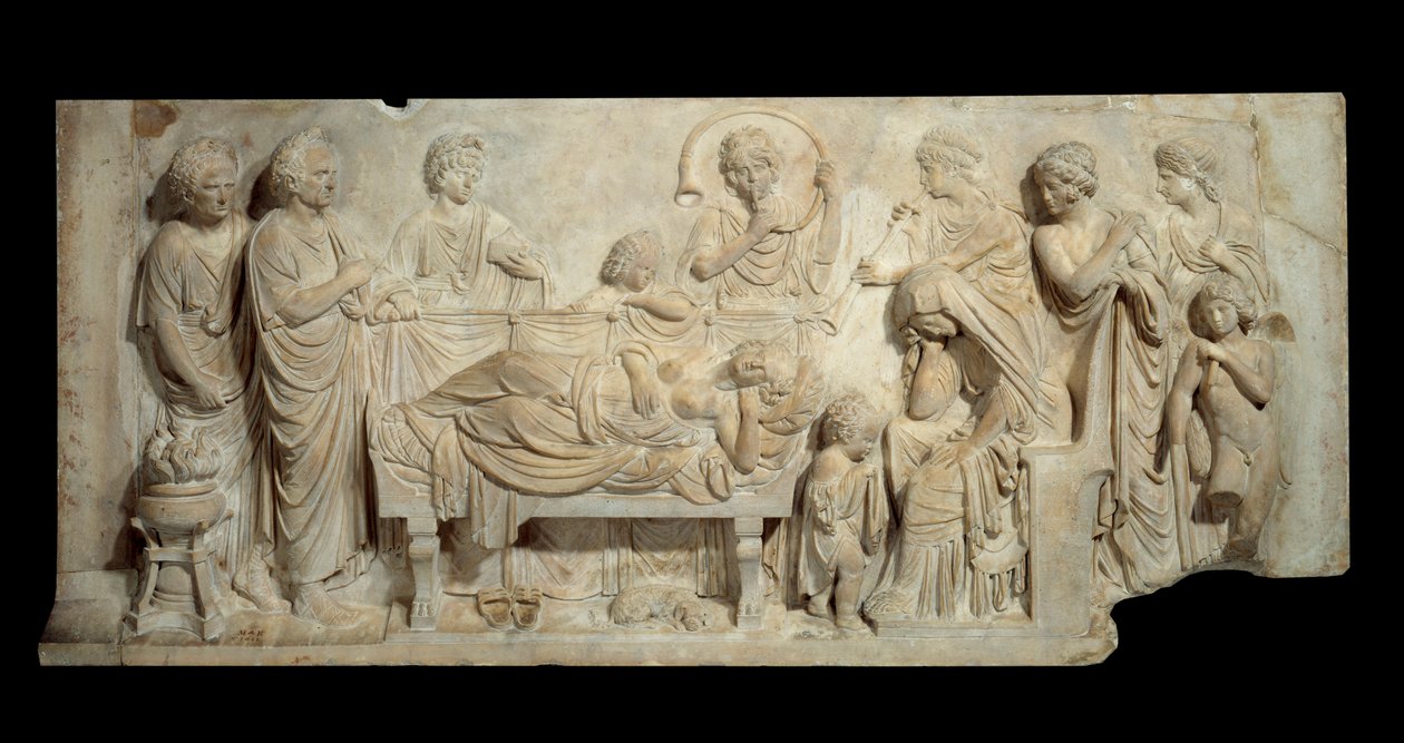 Funebre Bas reliefmarmorceremoni i Venedig i början av 1500-talet Paris, Louvren av Venetian School