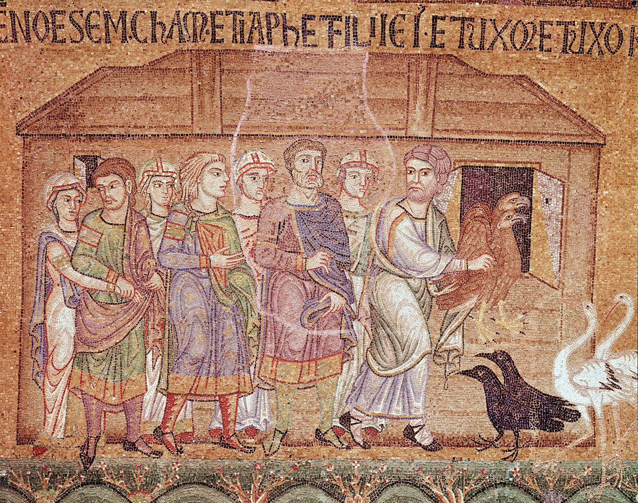 Noas liv, Noah som leder sin familj i arken (mosaikdetalj av Veneto Byzantine School
