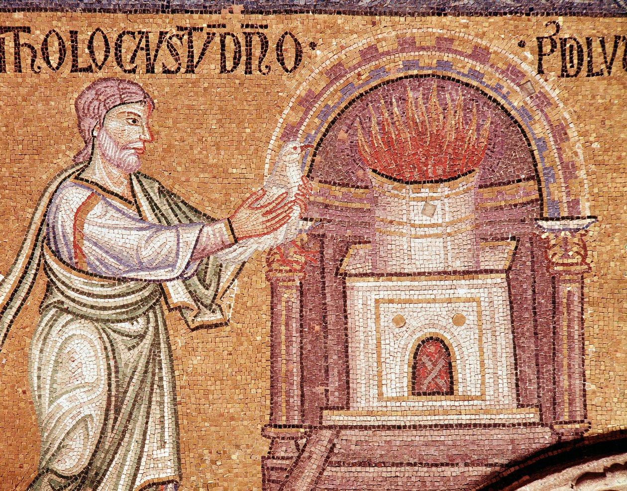 Noas liv, Noah tackar vid ett altare (mosaikdetalj av Veneto Byzantine School
