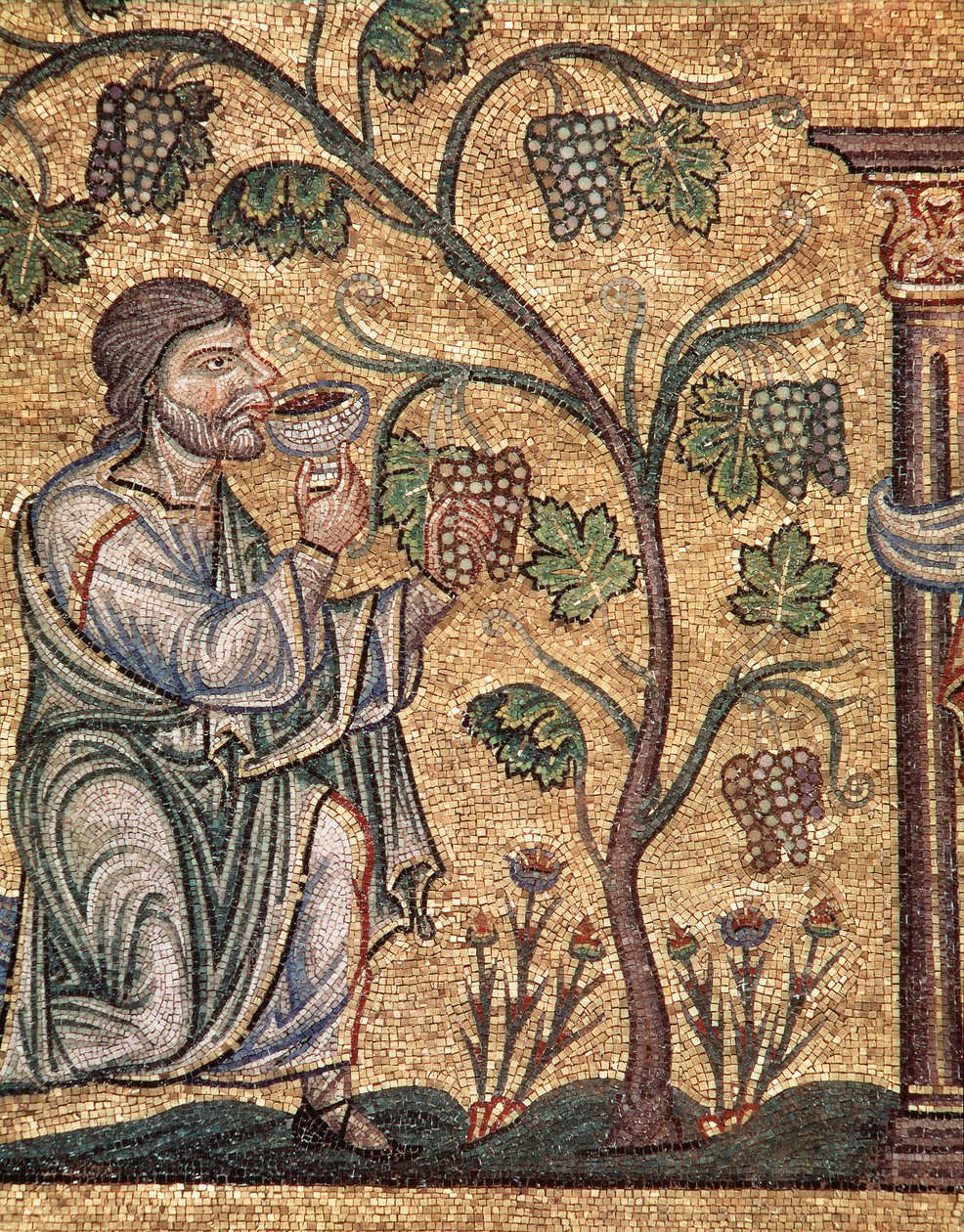 Noas liv, fylleriet (mosaikdetalj av Veneto Byzantine School