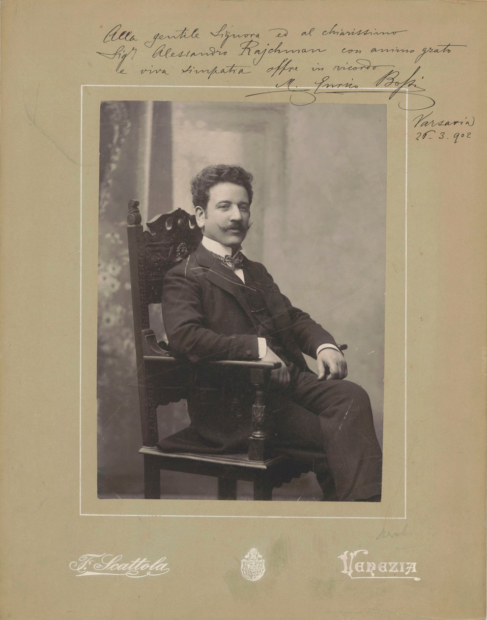Porträtt av organisten och kompositören Marco Enrico Bossi 1861-1925, ca. 1900. av Venezia . Photo studio Francesco Scattola