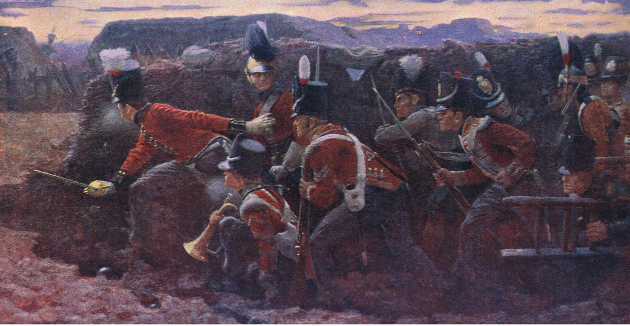 Det övergivna hoppet vid Badajos, illustration från Cassells History of England, 1900-talet av Vereker Monteith Hamilton