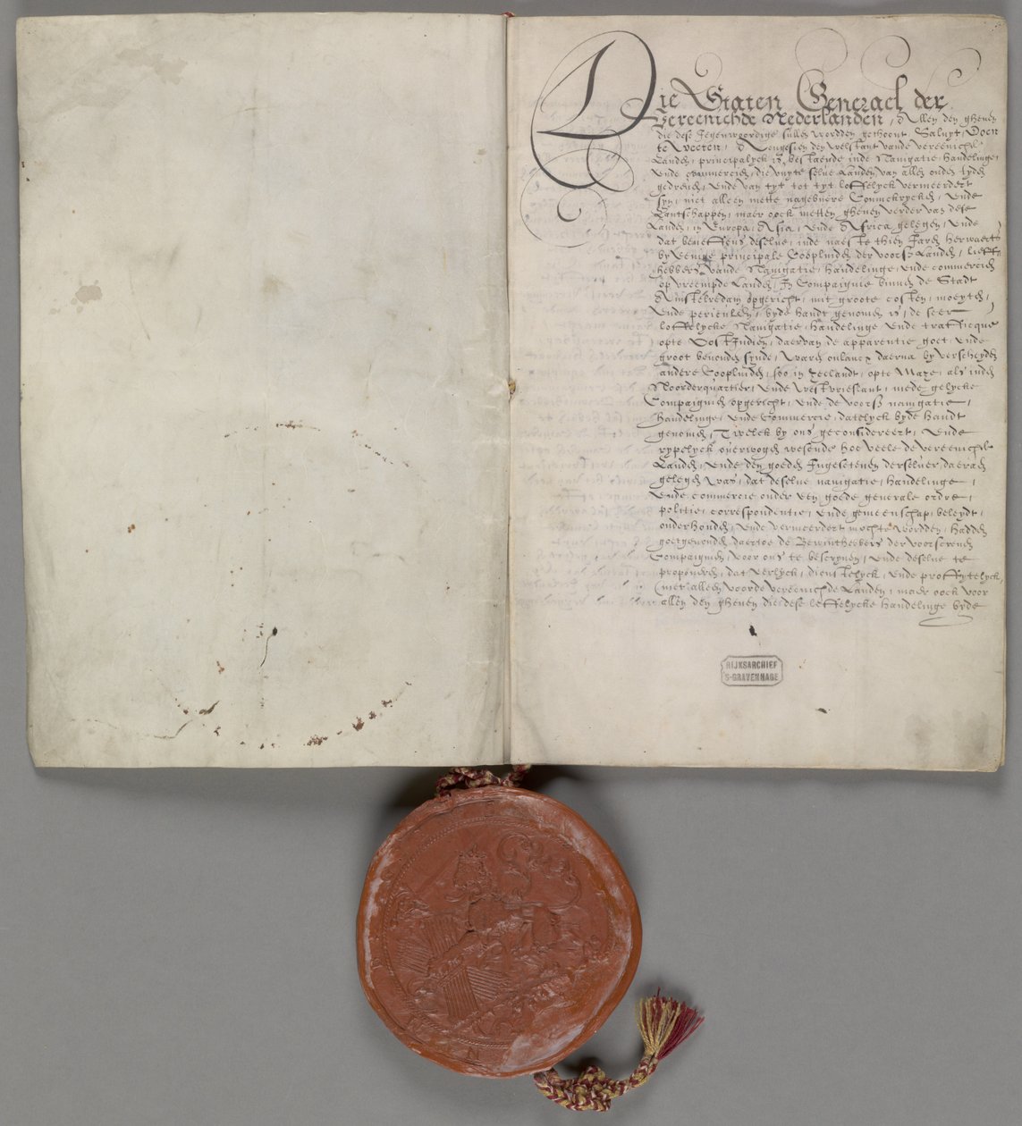 Octrooi verleend door de Staten-Generaal betreffende de alleenhandel ten oosten van Kaap de Goede Hoop en ten westen van de Straat van Magallanes voor de duur van 21 jaar 1602 1 charter av Verenigde Oostindische Compagnie