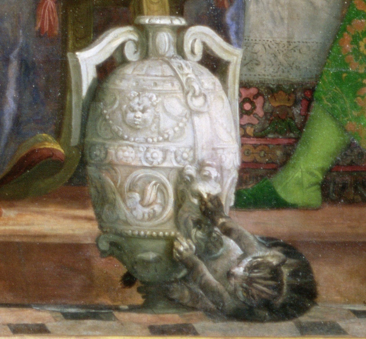 Katt och vas, detalj från The Marriage Feast at Cana, c.1562 olja på duk-detalj av 94932 av Paolo Veronese