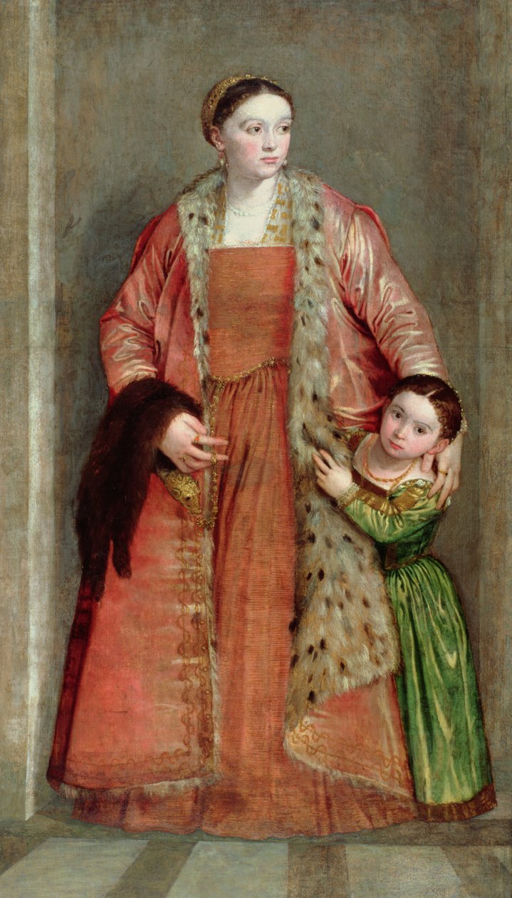 Porträtt av grevinnan Livia da Porto Thiene och hennes dotter, Portia, ca 1551 av Paolo Veronese