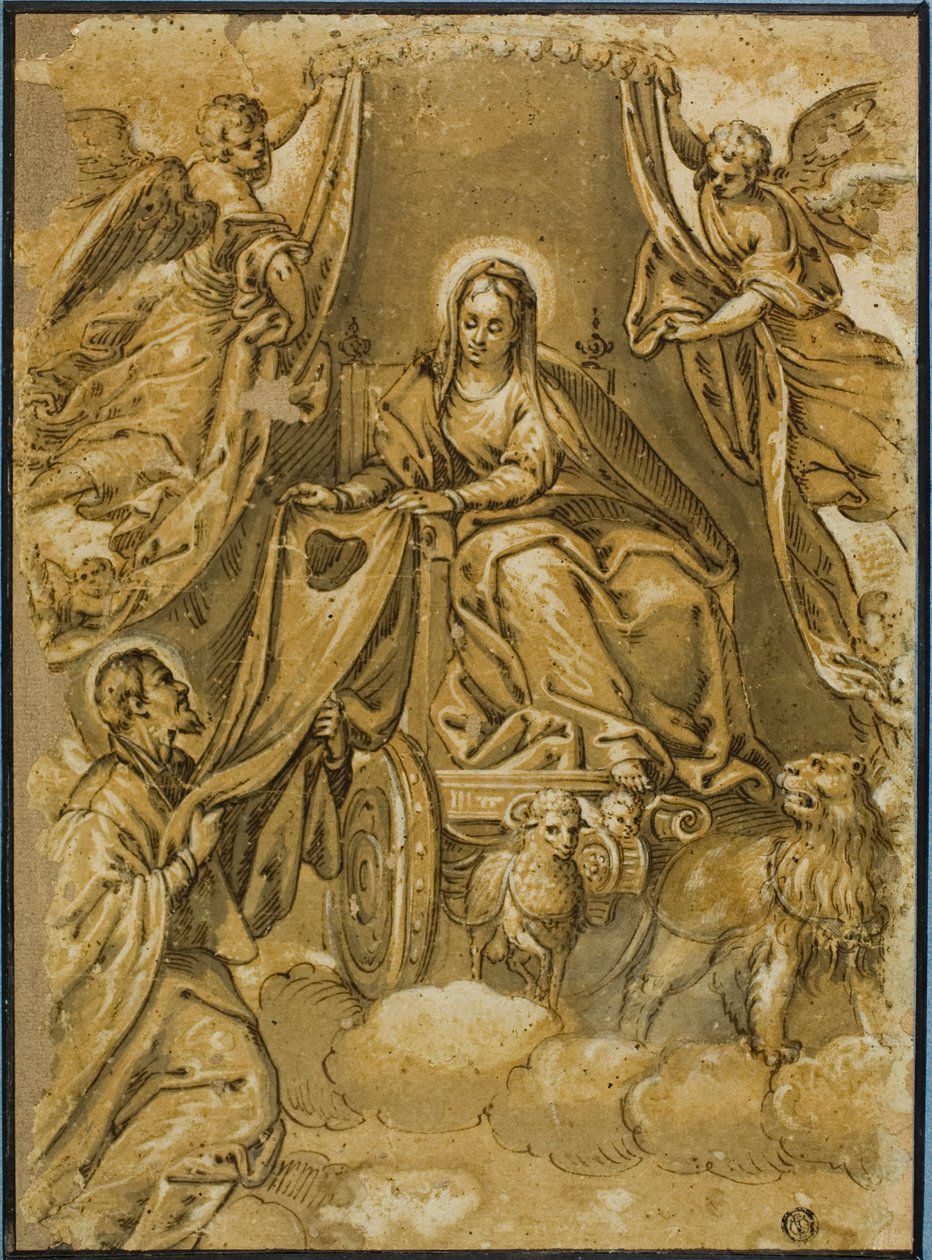 Jungfru Maria överlämnar skulderblad till Saint Simon Stock av Veronese (Paolo Caliari)