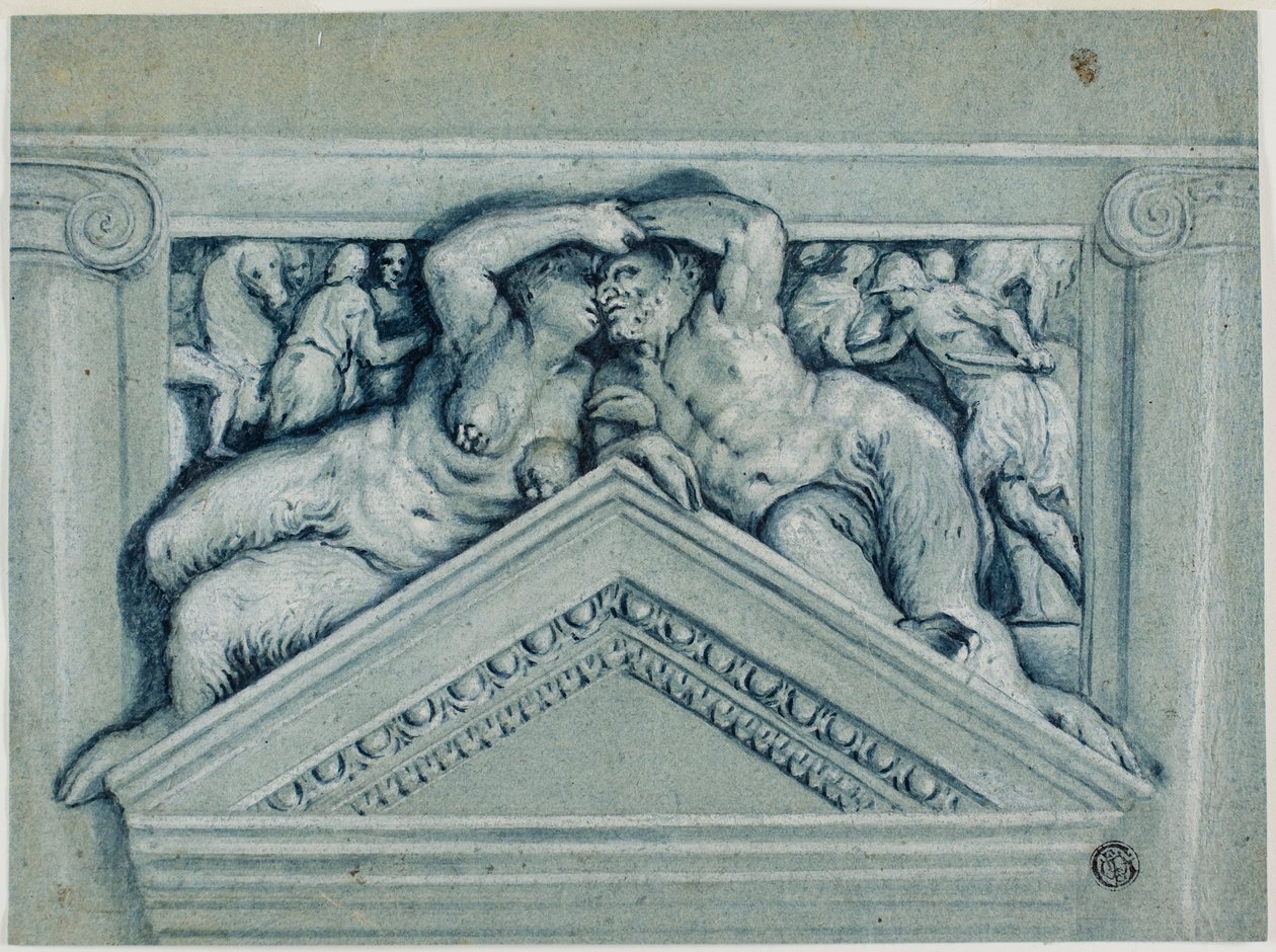 Overdoor med Satyr och Satyress av Veronese