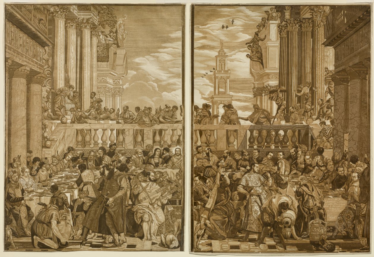 Äktenskapet i Kana, graverat av John Baptist Jackson av Veronese