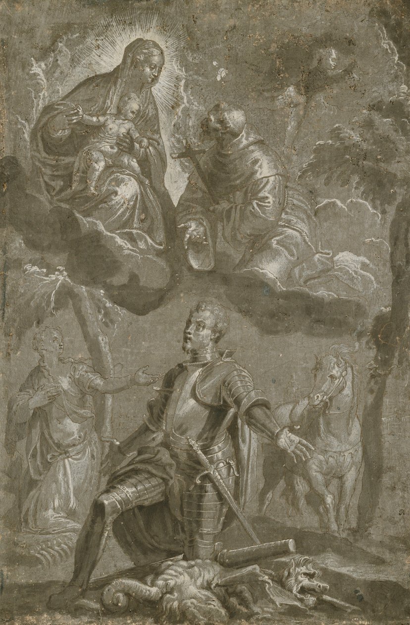 Jungfrun och barnet med Saint Francis och Saint George, av Veronese