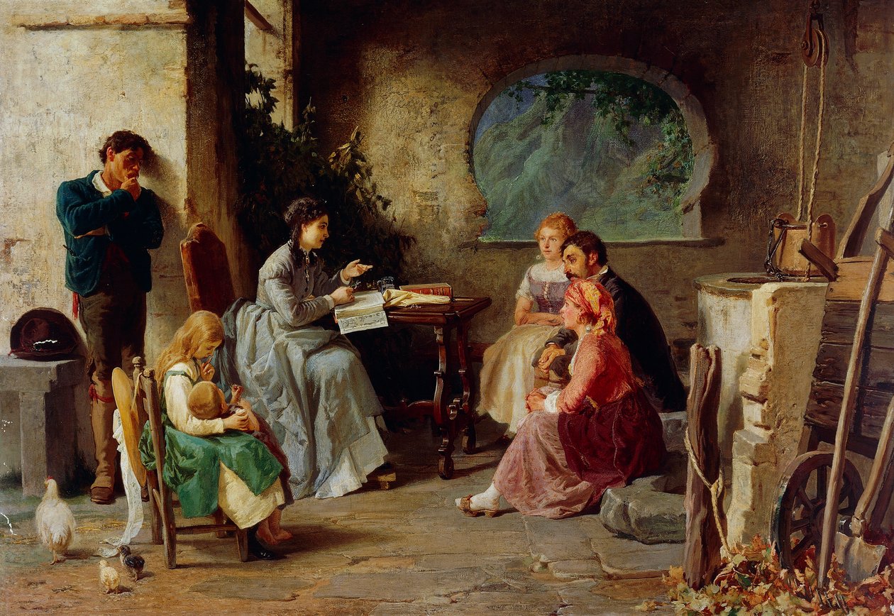Botaniklektion, av Vespasiano Bignami känd som Vespa (1841-1929), olja på duk, 84x119 cm, Italien av Vespasiano Bignami