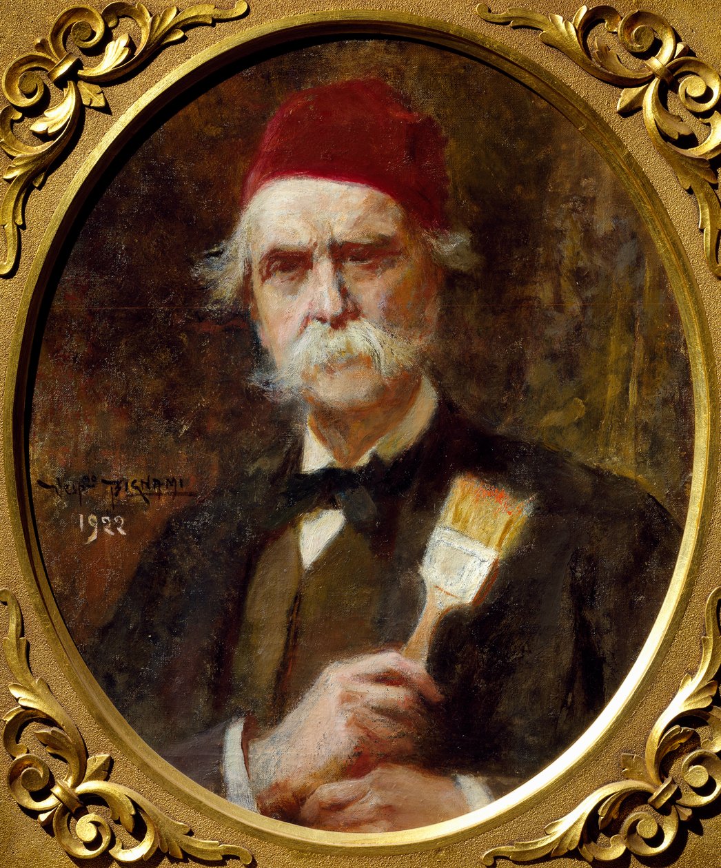 Självporträtt av Vespasiano Bignami (1841-1929), olja på duk, 55x62 cm av Vespasiano Bignami
