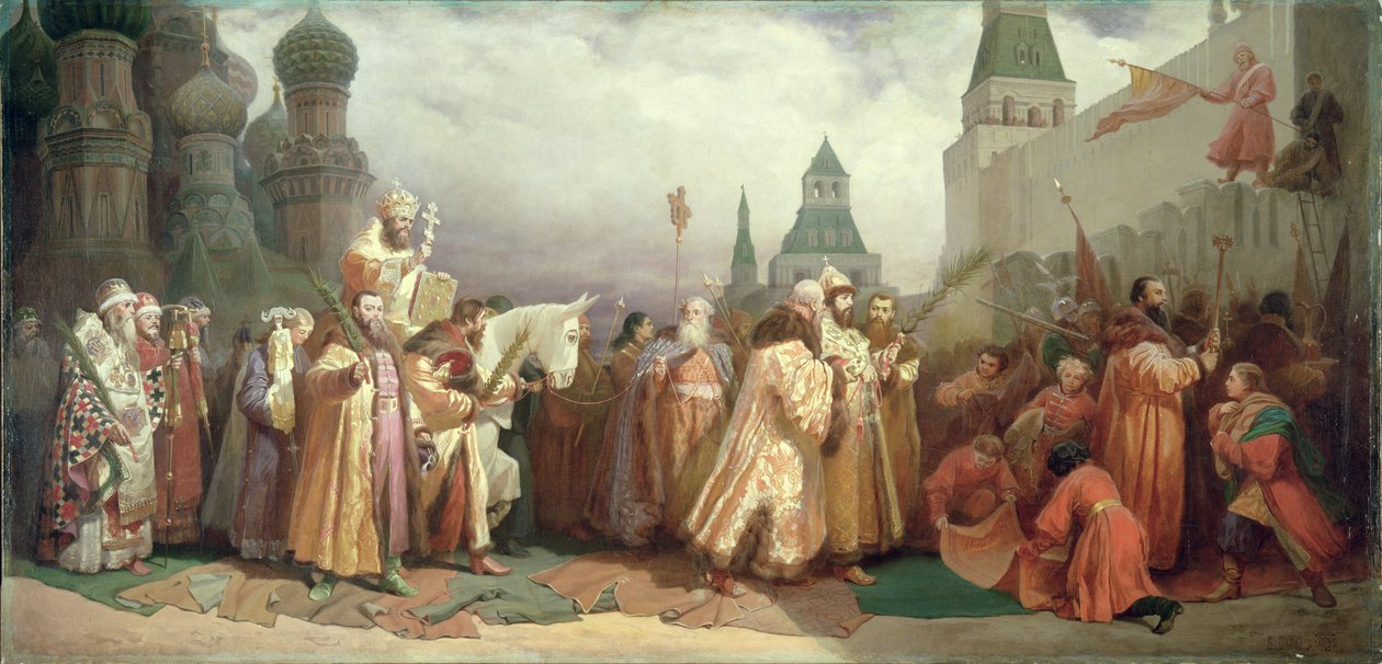 Palmsöndagsprocession under tsar Alexis Romanovs regering (1629-76) 1868 av Viatcheslav Grigorievitch Schwarz