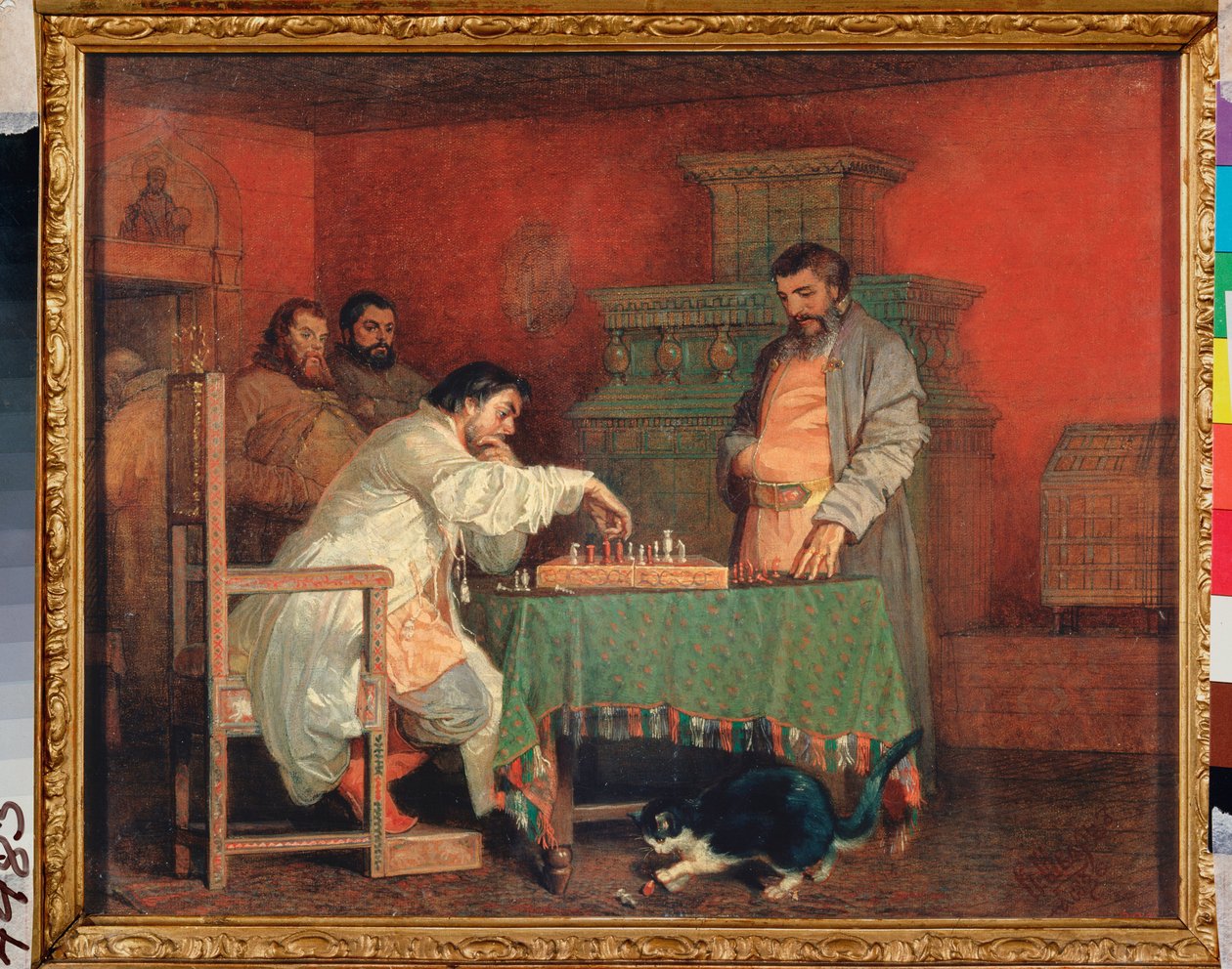Scen ur en rysk tsars liv (Schackspel) - Scen ur den ryska tsarens liv (schackspel) - Målning av Vyacheslav Grigorievich Schwarz (1838-1869), olja på duk av Viatcheslav Grigorievitch Schwarz