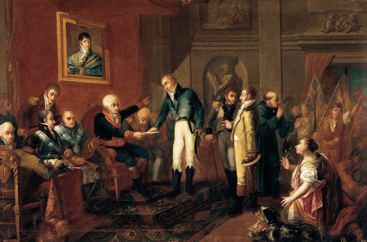 Spanska frihetskriget: "" generalkaptenen i Valencia möter den brittiske konsuln strax före den franska invasionen" (målning) av Vicent Castello Amat