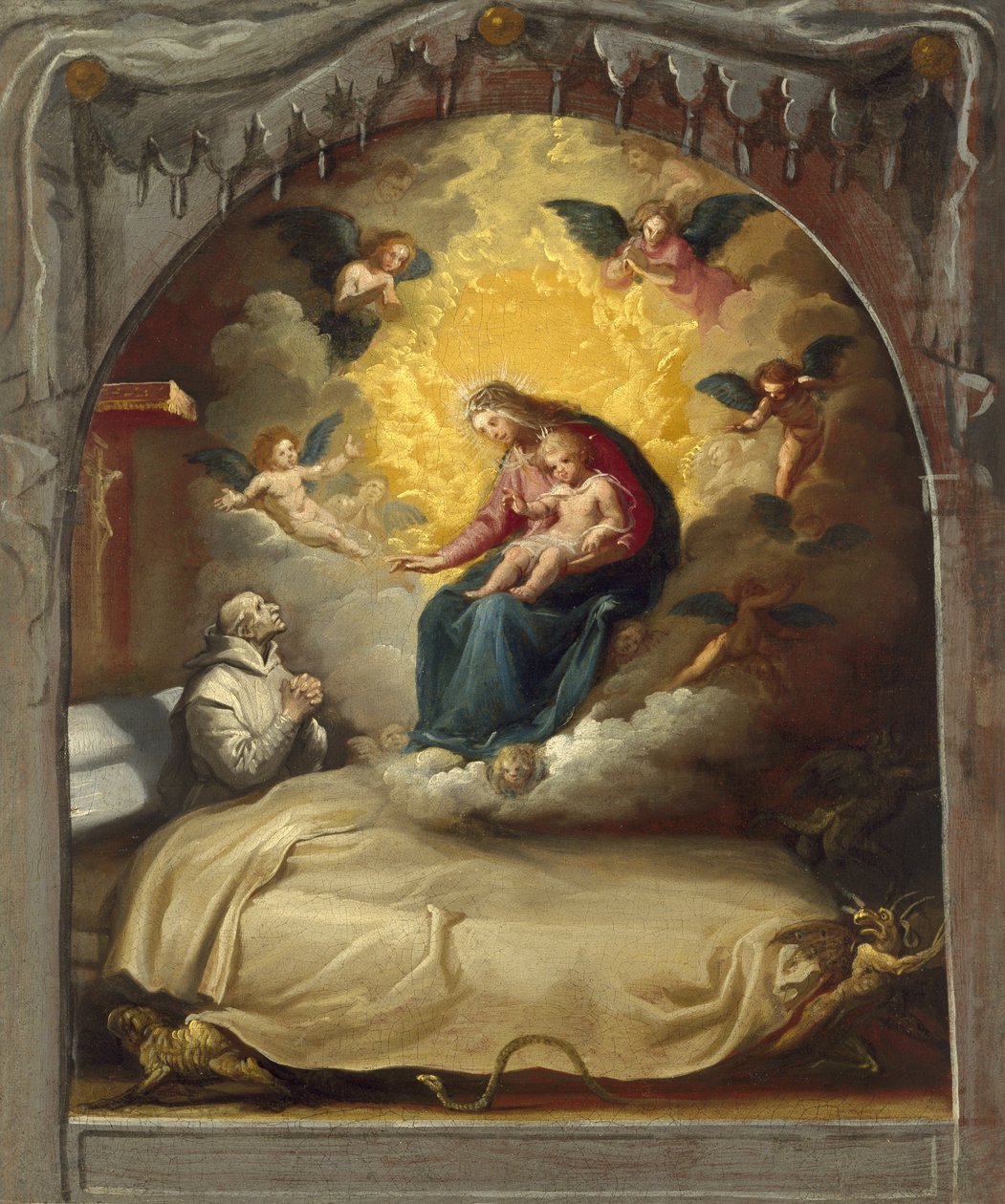 Jungfruns uppenbarelse för den döende Pedro Faverio, c.1626-32 av Vicente Carducho