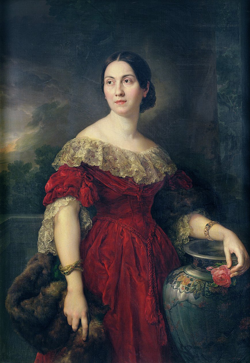 Mrs Aaron Vail (Emilie Salles) 1842 (se 149700 för par) av Vicente Lopez y Portana