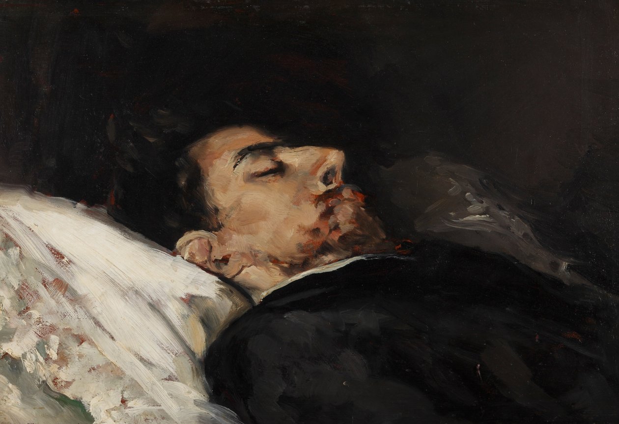 Gustavo Adolfo Bécquer on his Death Bed av Vicente Palmaroli y Gónzalez