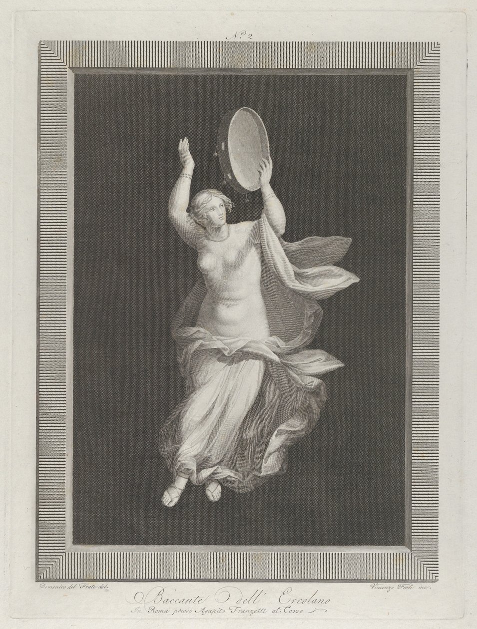 En delvis naken Bacchante som spelar en tamburin, ca. 1795-1820 av Vicenzo Feoli