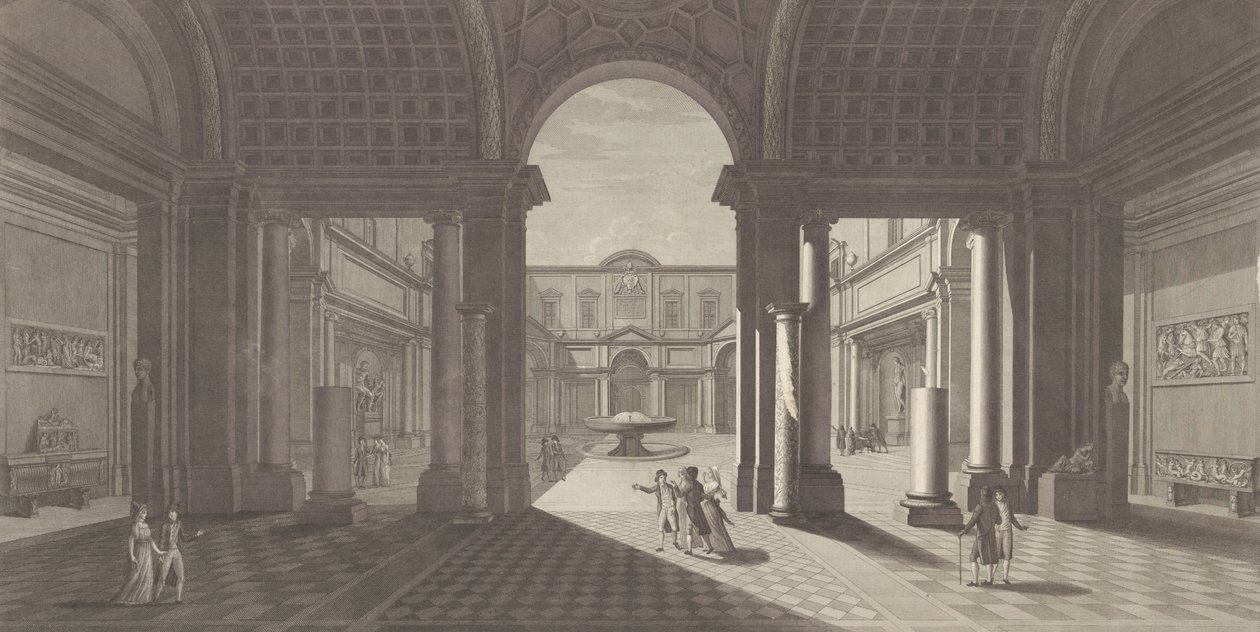 Utsikt över innergården till Museo Pio-Clementino, från 