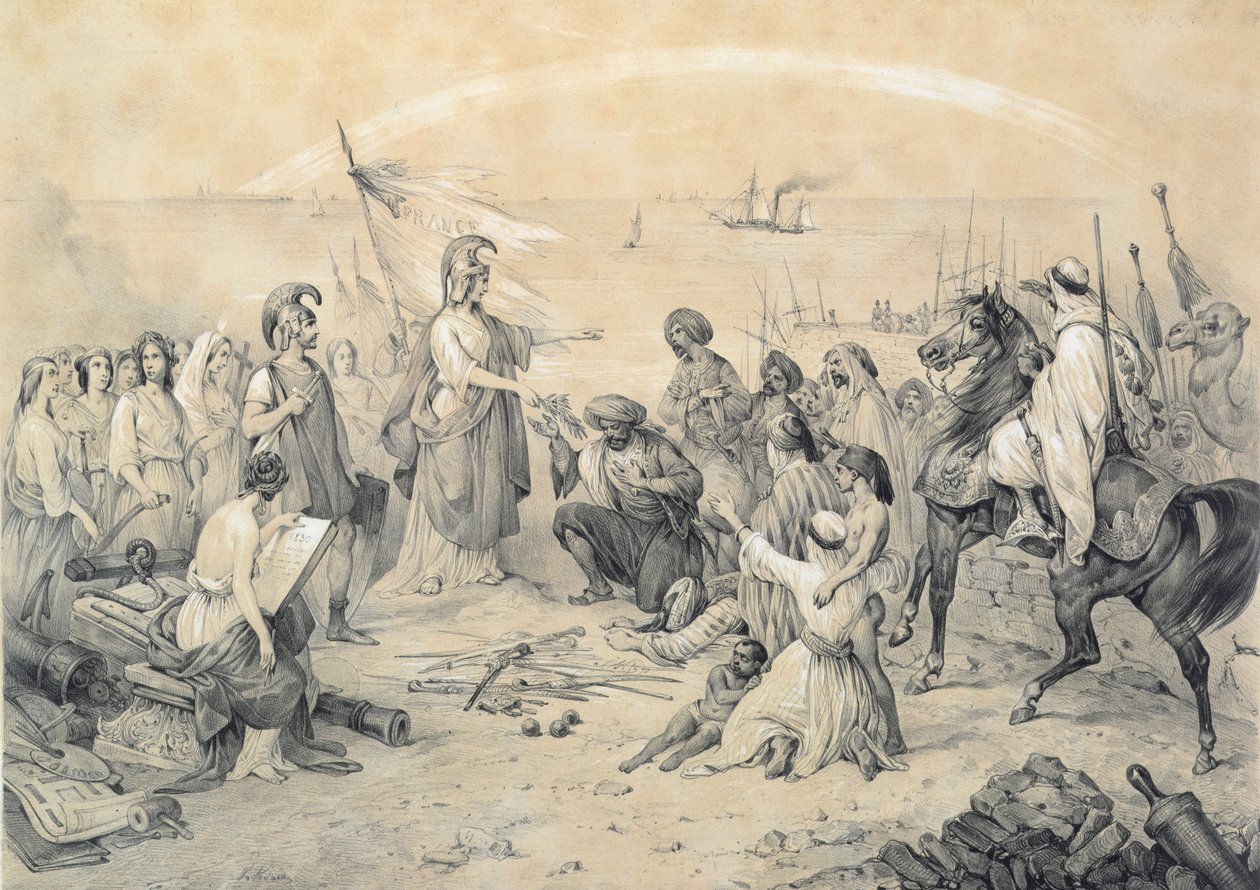 "Erövring och civilisation", allegori om den franska invasionen av Algeriet den 5 juli 1830, ca 1830-40 av Victor Adam