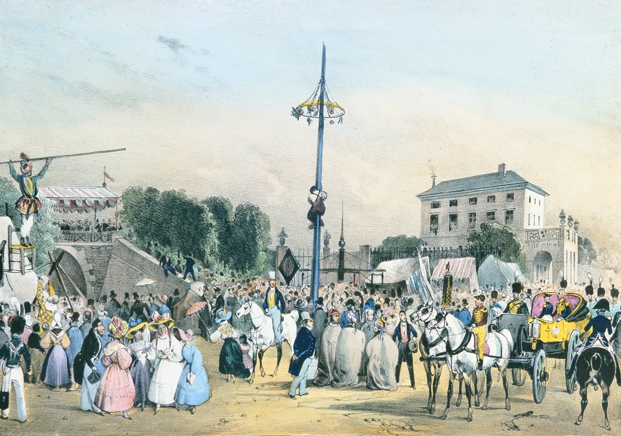 "Lokala fester runt om i Paris: den feta stången i Meudon Belle Vue, Paris 1830. av Victor Adam