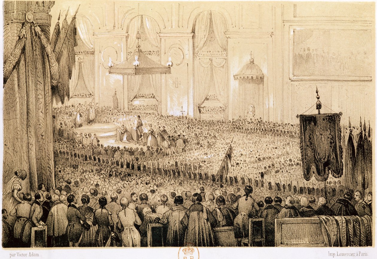 Återupprättandet av kulten: A Te Deum vid Notre-Dame de Paris, 18 april 1802 av Victor Adam