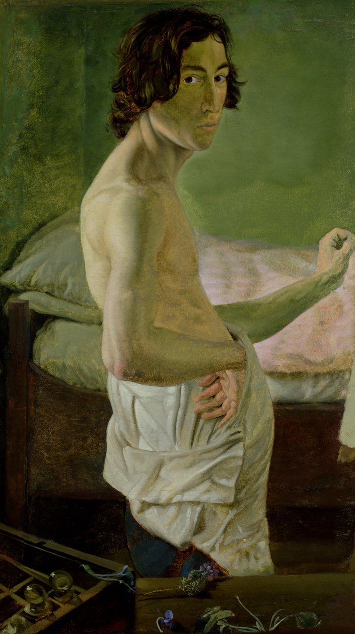 Självporträtt framför staffliet, ca 1828 (blandmaterial på papper på duk) av Victor Emil Janssen