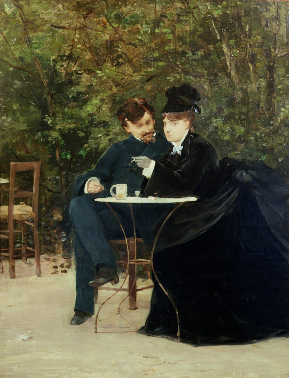 La Confidence (olja på duk på papp) av Victor Fontaine