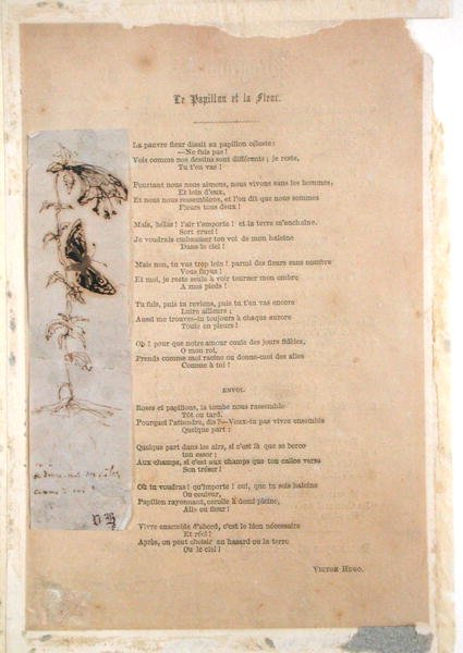 Le Papillon et la Fleur, dikt med en illustration av butterlies från Les Chants du Crepuscule av Victor Hugo