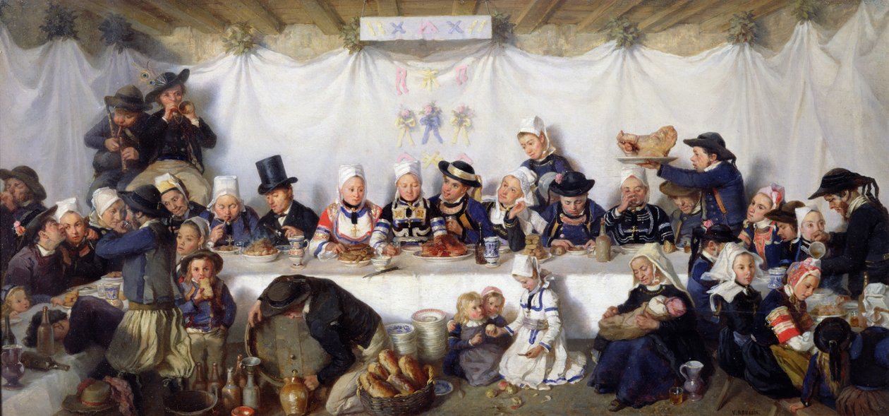 Bröllopsfesten för Corentin Le Guerveur och Anne-Marie Kerinvel, 1880 av Victor Marie Roussin
