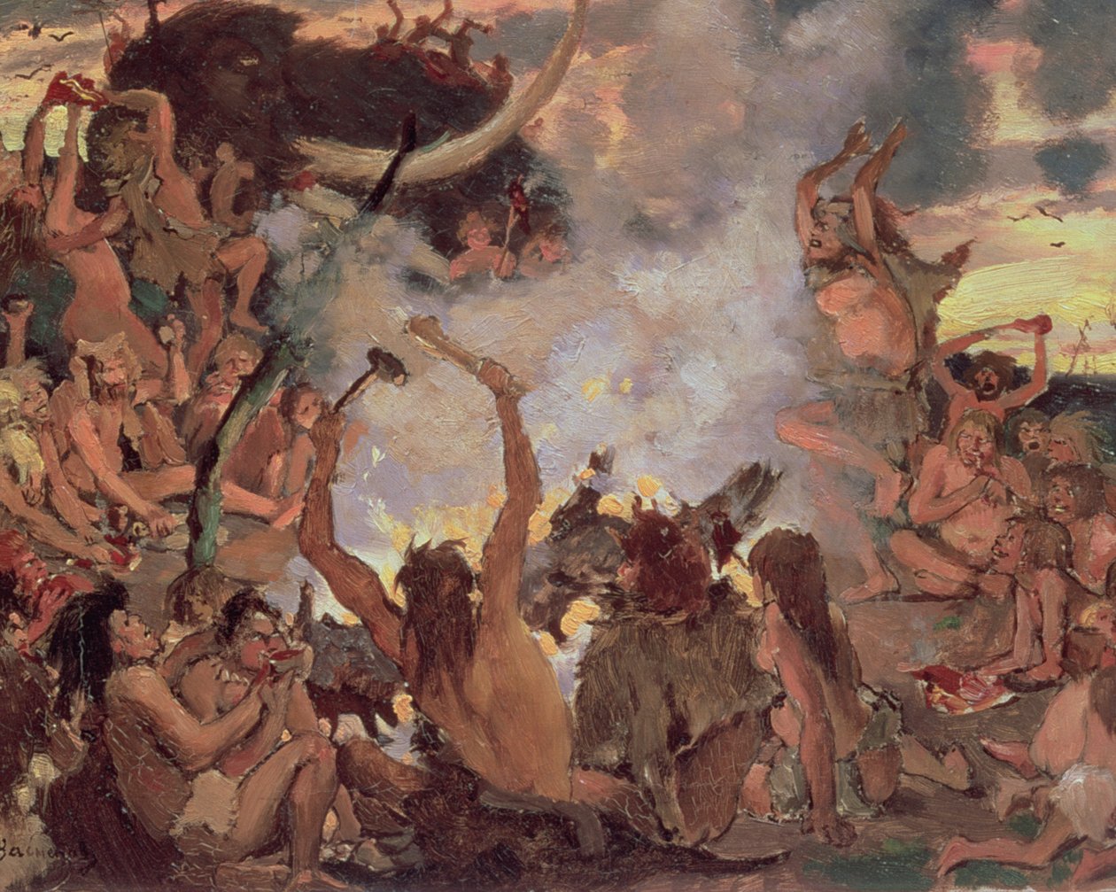 En stenåldersfest, 1883 av Victor Mikhailovich Vasnetsov